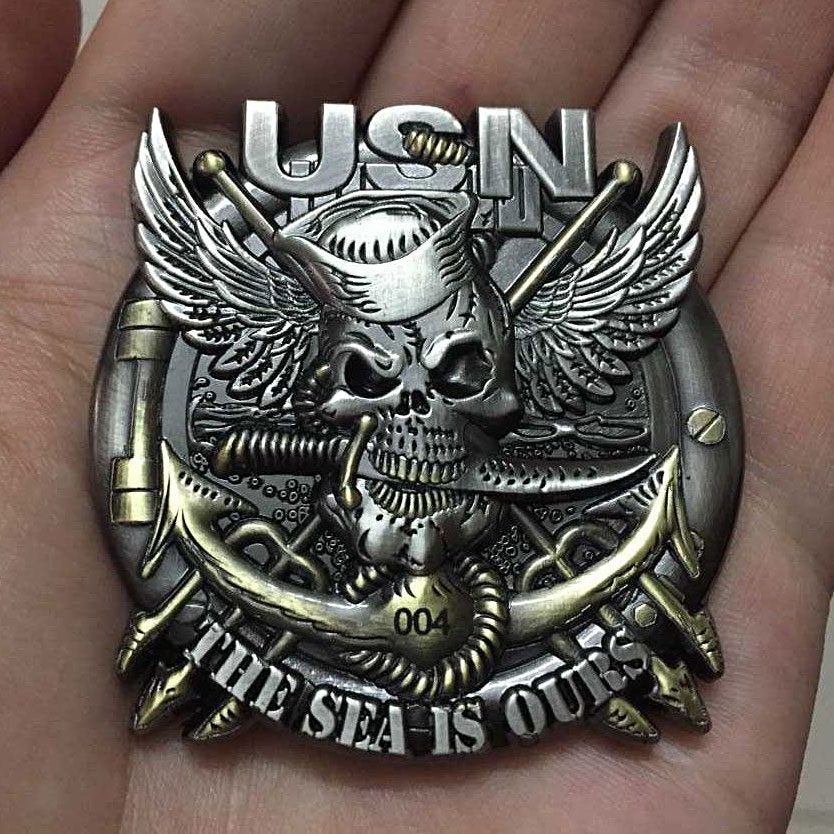 US Navy Jolly Roger The Sea Is Ours Color Military Coin