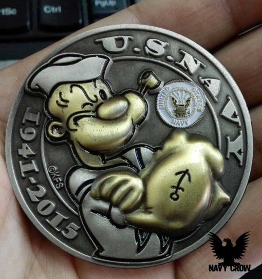 Popeye Double Headed US Navy Challenge Coin