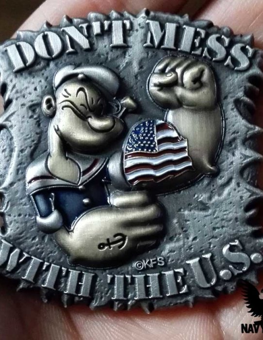 Popeye the Sailor Don't Mess With The US Navy Challenge Coin