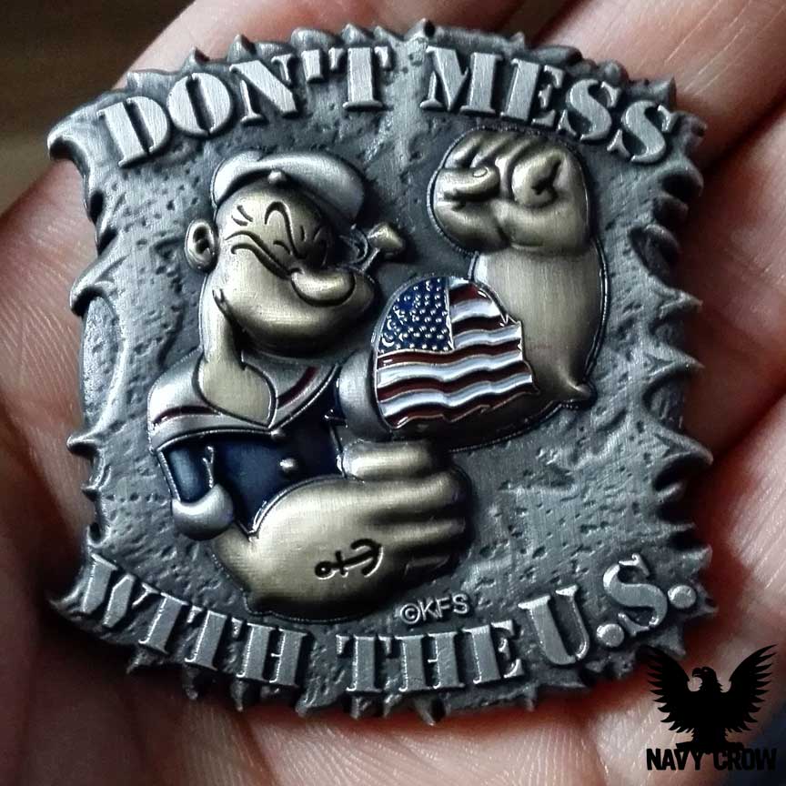 Popeye the Sailor Don't Mess With The US Navy Challenge Coin