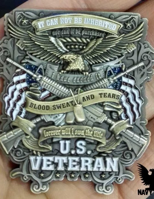 US Veteran Blood Sweat and Tears US Navy Challenge Coin