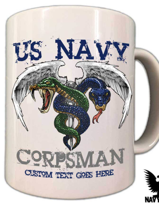 Navy Corpsman Blue Green US Navy Coffee Mug