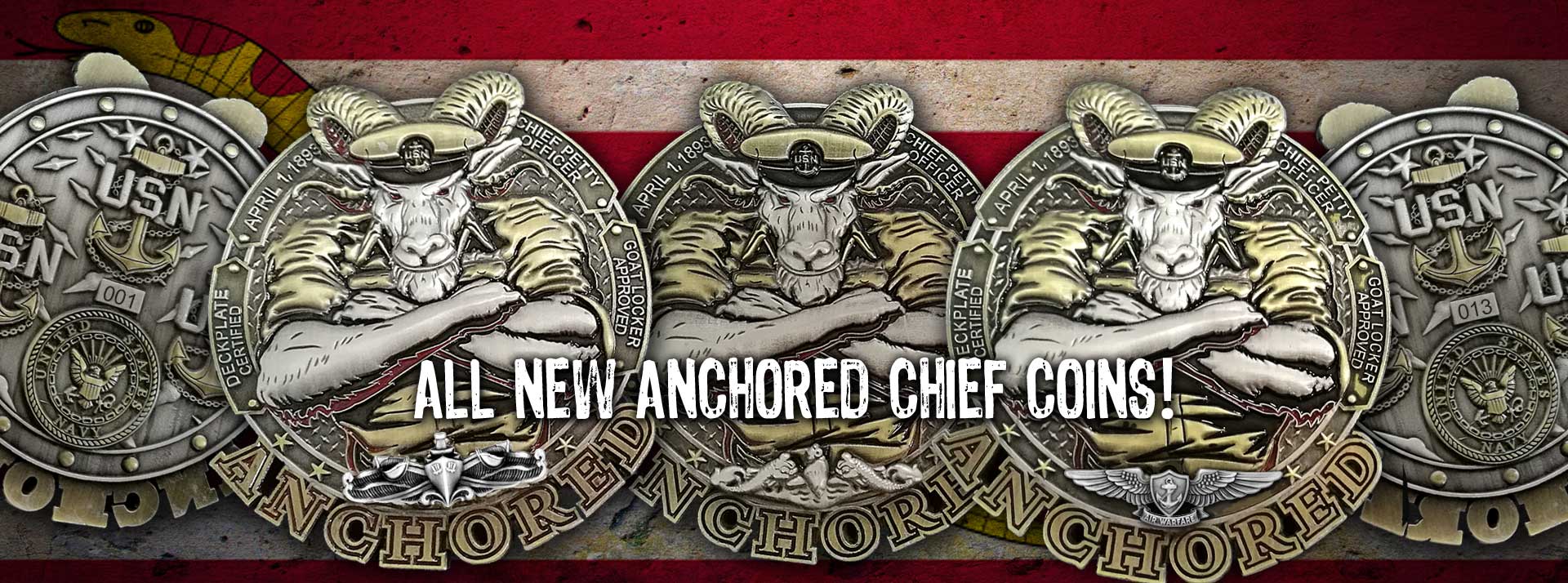 US Navy Chief And Goat Locker Challenge Coins