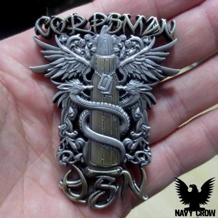 US Navy Corpsman Tribal 2.5 Inch Magnum Coin