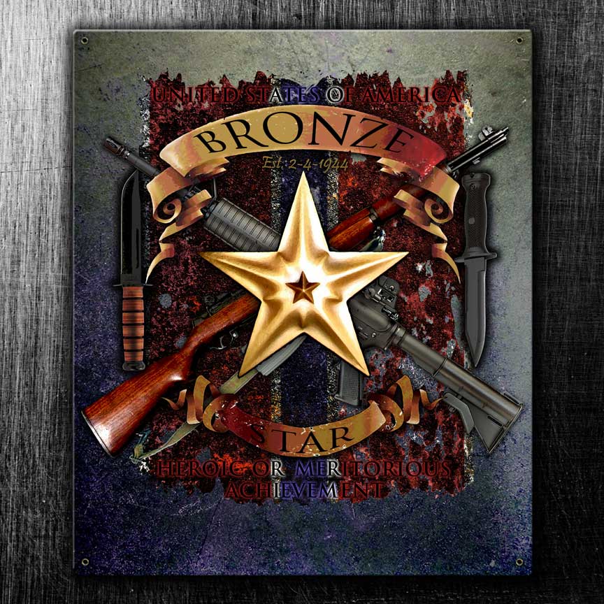 Bronze Star Medal Recipient US Navy Veteran Custom 12 x 15 Inch Vintage Sign