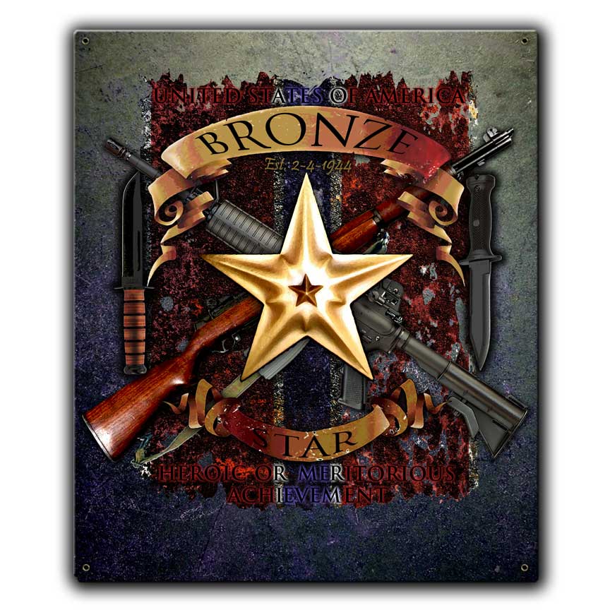 Bronze Star Medal Recipient US Navy Veteran Custom 12 x 15 Inch Vintage Sign