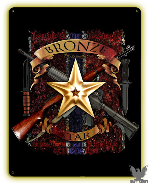 Bronze Star Medal Memorial Vintage Military Sign