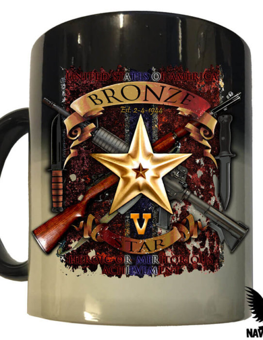 Bronze Star With Valor Medal Memorial Lava Coffee Mug