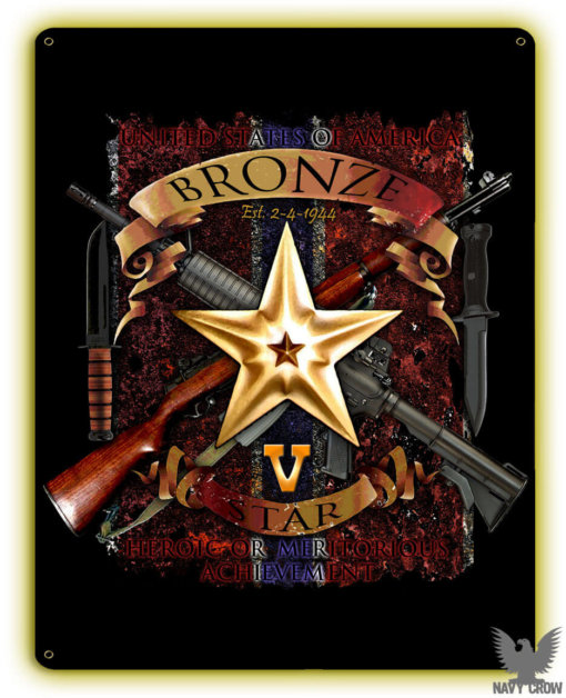 Bronze Star With Valor US Navy Military Sign