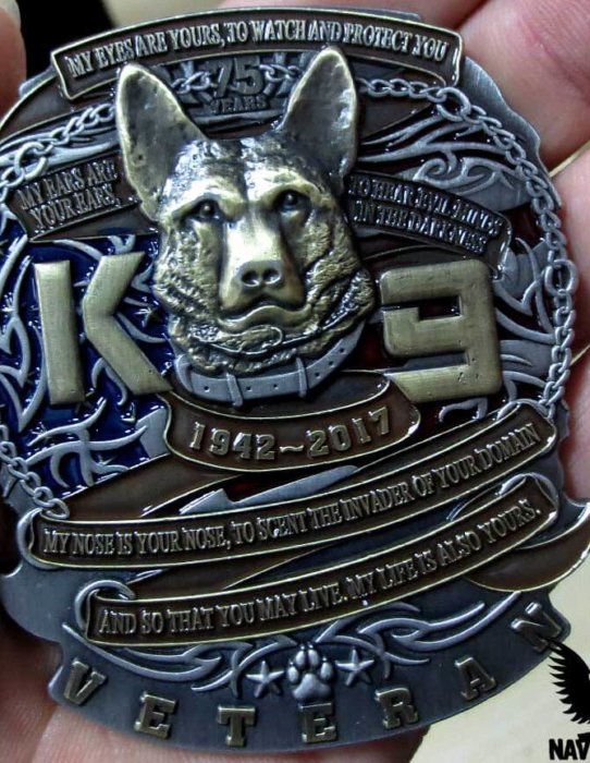 K9 Veteran US Navy Challenge Coin Magnum