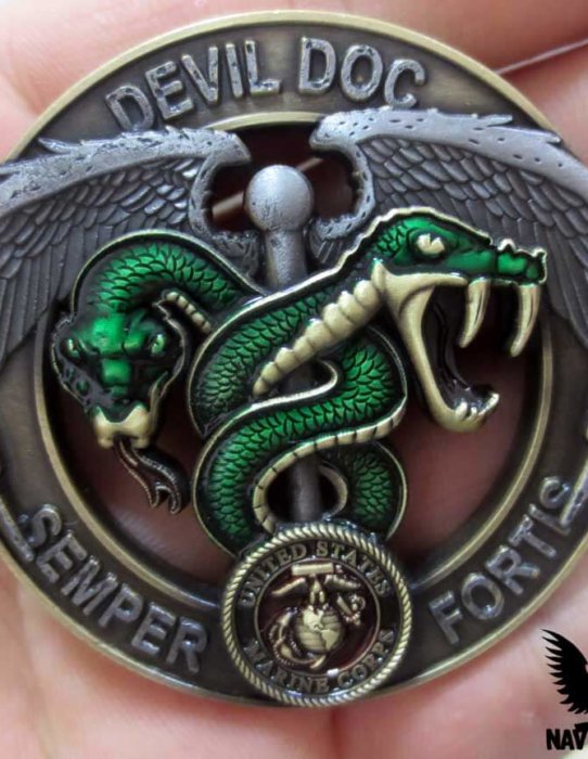 Navy Corpsman Blue Green Flip US Navy Challenge Coin