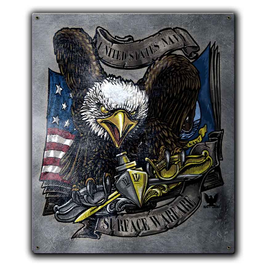 Surface Warfare US Navy Veteran Custom 12 x 15 Inch Vintage Sign