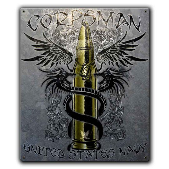 Corpsman Tribal US Navy Veteran Custom 12 x 15 Inch Vintage Sign