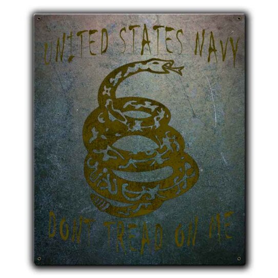 Don't Tread On Me US Navy Veteran Custom 12 x 15 Inch Vintage Sign