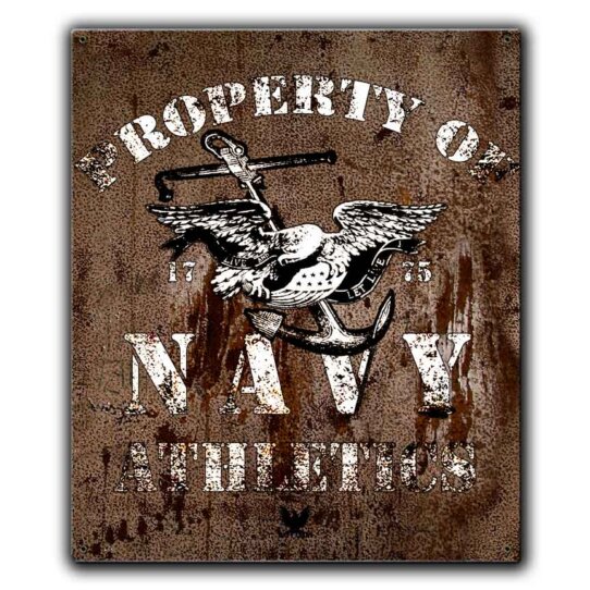 Property Of Navy Athletics US Navy Veteran Custom 12 x 15 Inch Vintage Sign