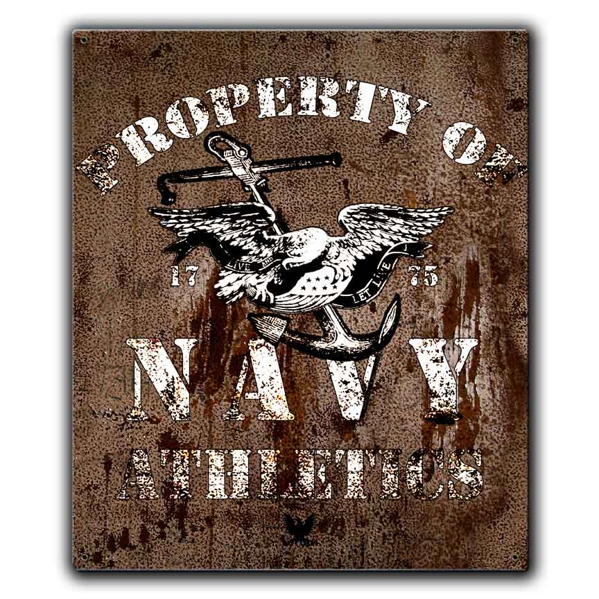 Property Of Navy Athletics US Navy Veteran Custom 12 x 15 Inch Vintage Sign