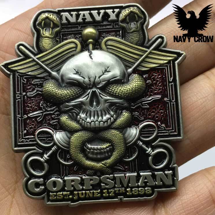 Navy Corpsman Tribal US Navy Challenge Coin Magnum