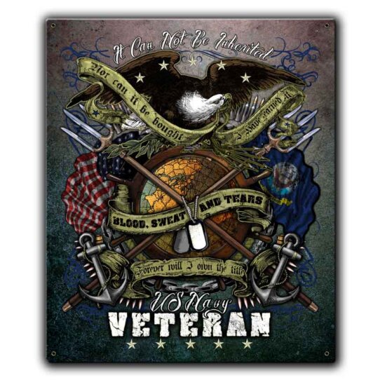 US Navy Veteran US Navy Veteran Custom 12 x 15 Inch Vintage Sign