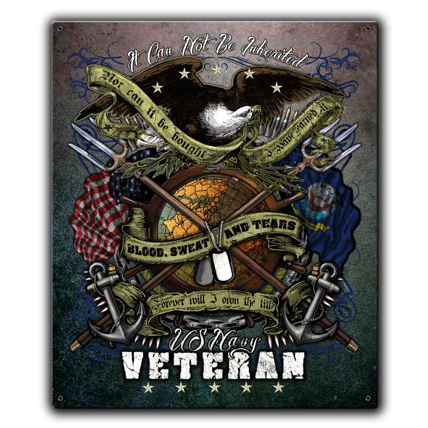 US Navy Veteran US Navy Veteran Custom 12 x 15 Inch Vintage Sign