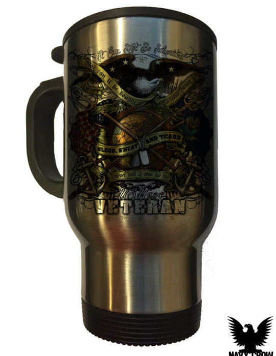 US Navy Veteran 14 Oz Travel Mug