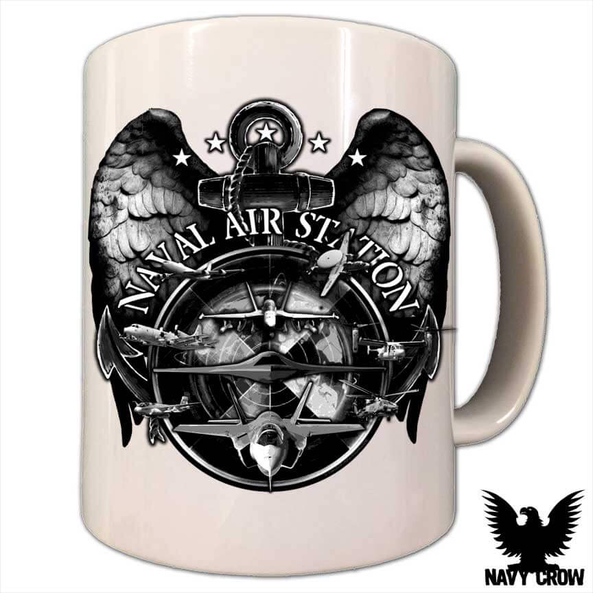 Black Coffee Travel Mug with Department of the NAVY Emblem 