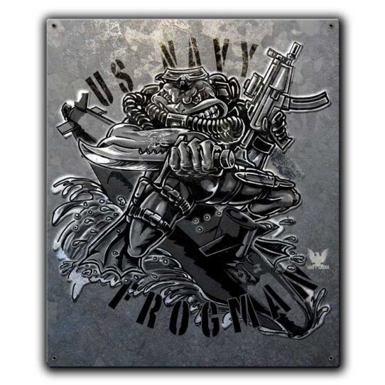 SEAL Frogman US Navy Veteran Custom 12 x 15 Inch Vintage Sign
