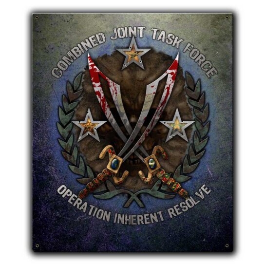 Operations Inherent Resolve US Navy Veteran Custom 12 x 15 Inch Vintage Sign