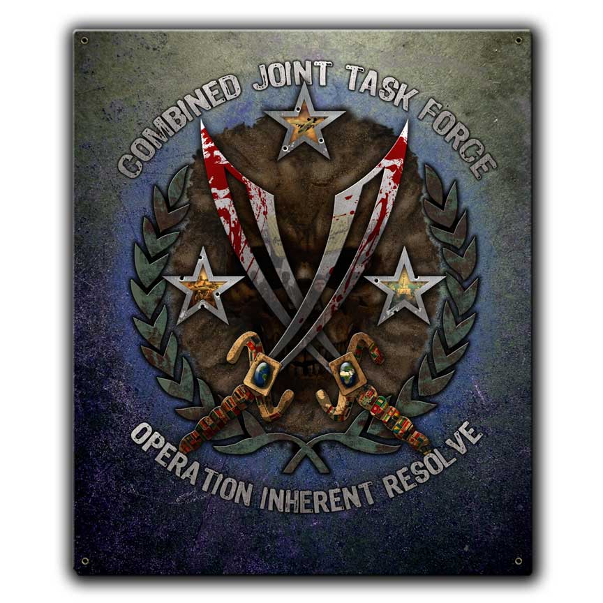 Operations Inherent Resolve US Navy Veteran Custom 12 x 15 Inch Vintage Sign