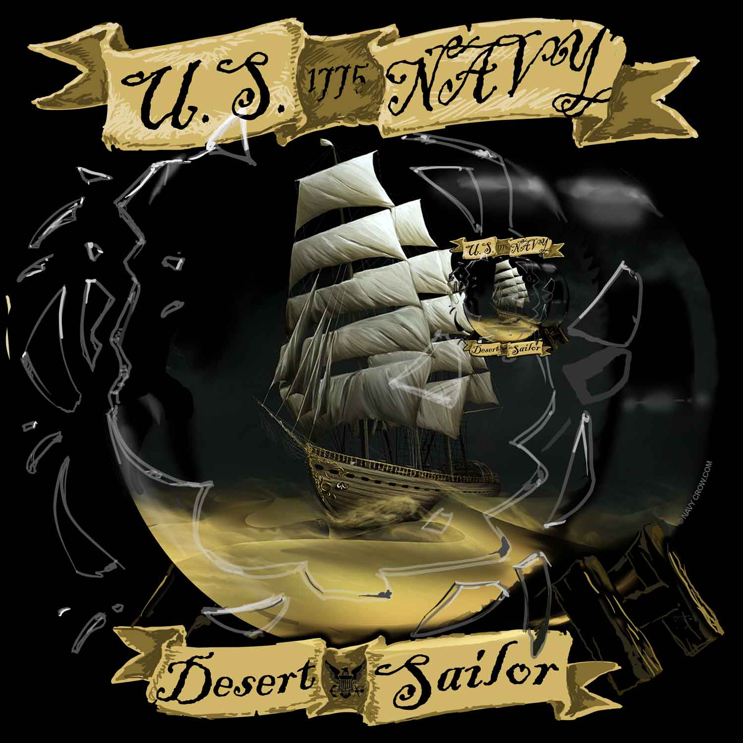 Desert Sailor US Navy Veteran 3-18 Inch Custom Decal Sticker