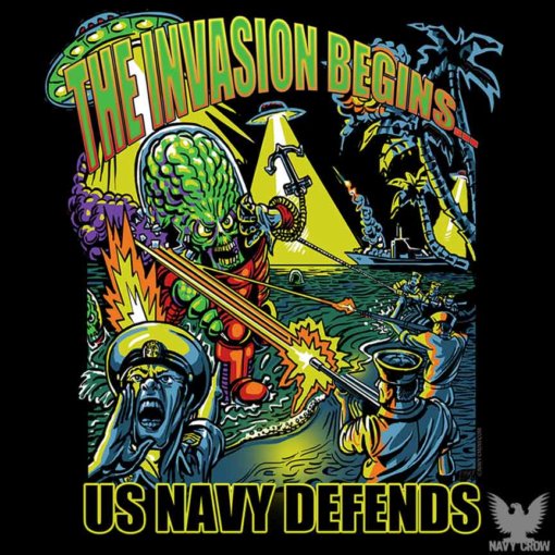 Alien Invasion US Navy Sticker