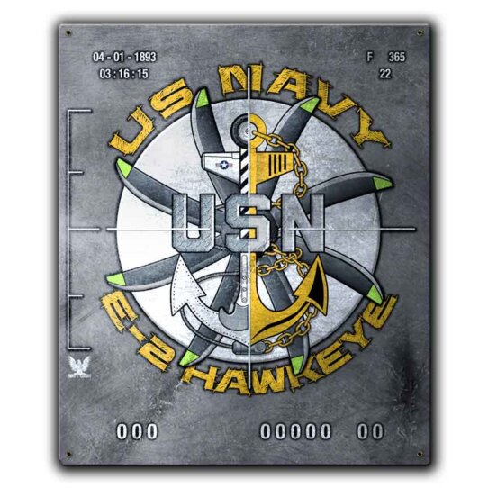 E-2 Hawkeye Aviation US Navy Veteran Custom 12 x 15 Inch Vintage Sign