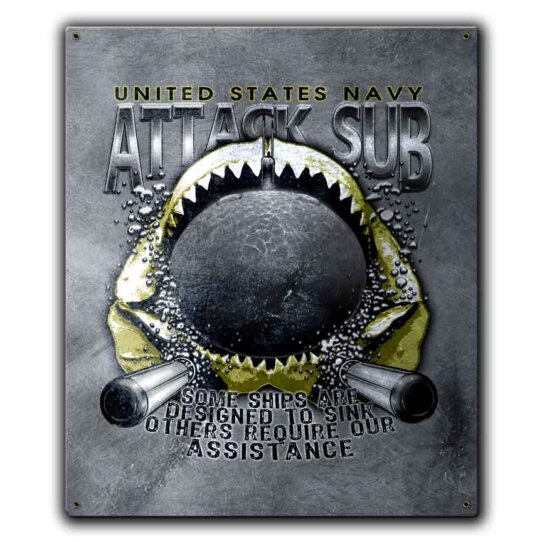 Attack Submarine Force Los Angeles Class US Navy 12 x 15 Inch Custom Sign