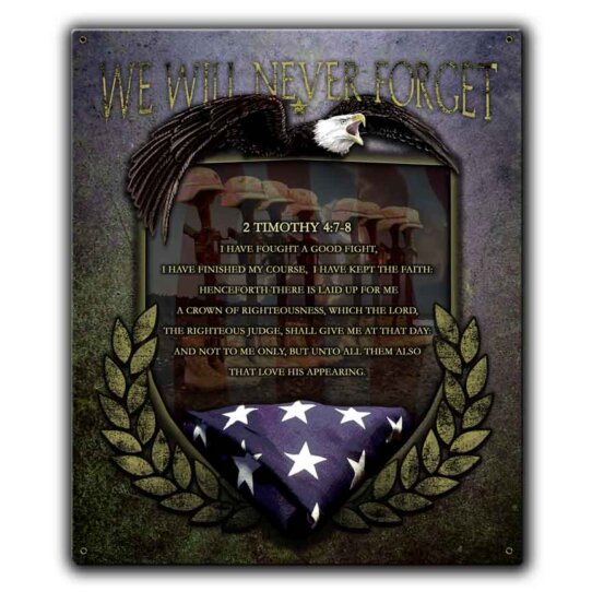 We Will Never Forget Memorial Day US Navy Veteran Custom 12 x 15 Inch Vintage Sign