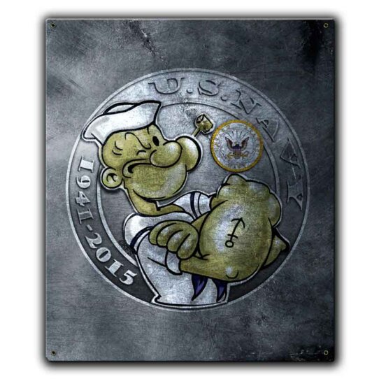Popeye Don't Mess With US Navy Veteran Custom 12 x 15 Inch Vintage Sign