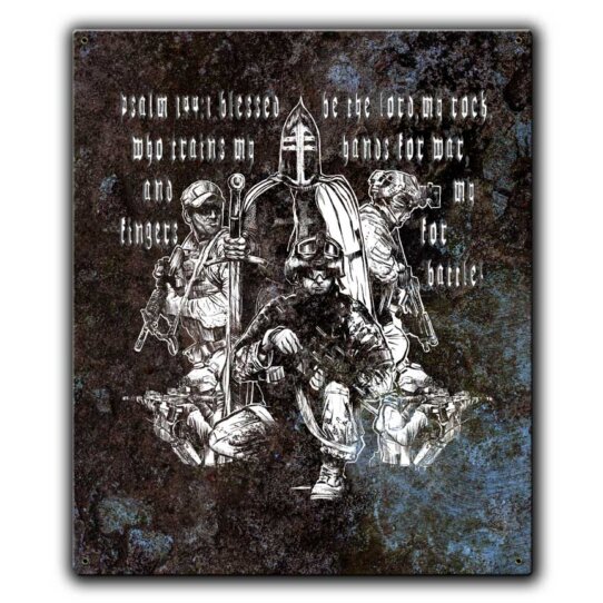 Blessed Be The Lord Psalm 144:1 US Navy Veteran Custom 12 x 15 Inch Vintage Sign