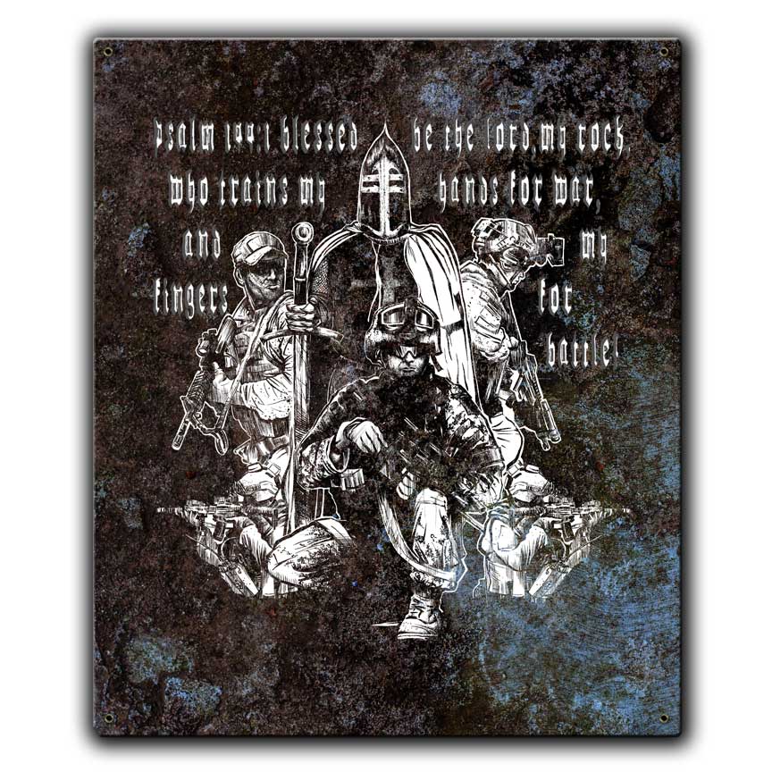 Blessed Be The Lord Psalm 144:1 US Navy Veteran Custom 12 x 15 Inch Vintage Sign