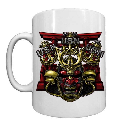 Samurai Chiefs US Navy Veteran Black or White 15 oz Ceramic Custom Coffee Mug - Image 2