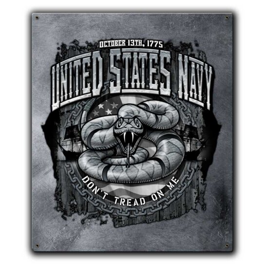 Don't Tread On Me US Navy Veteran Custom 12 x 15 Inch Vintage Sign