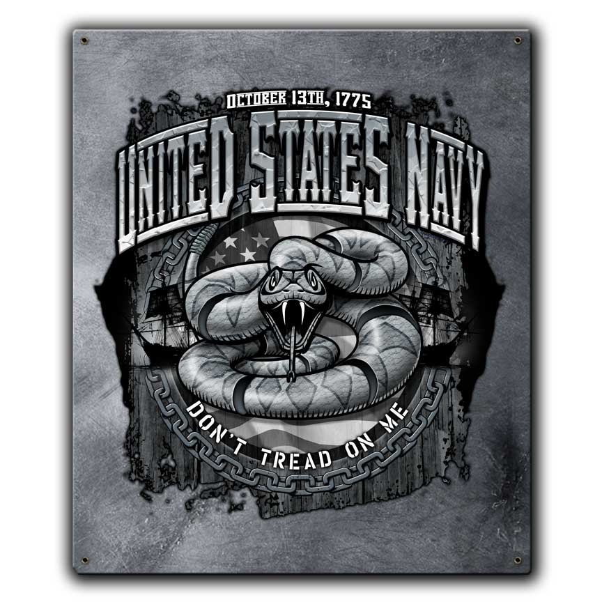 Don't Tread On Me US Navy Veteran Custom 12 x 15 Inch Vintage Sign