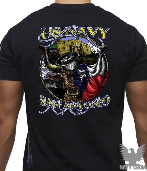 USN Fort Sam Houston Steer Custom Navy Shirt