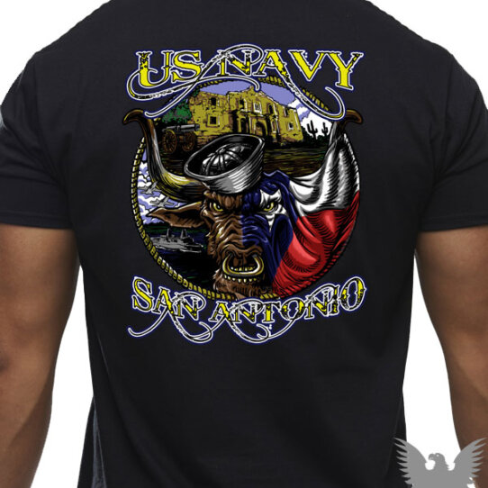 USN Fort Sam Houston Steer Custom Navy Shirt