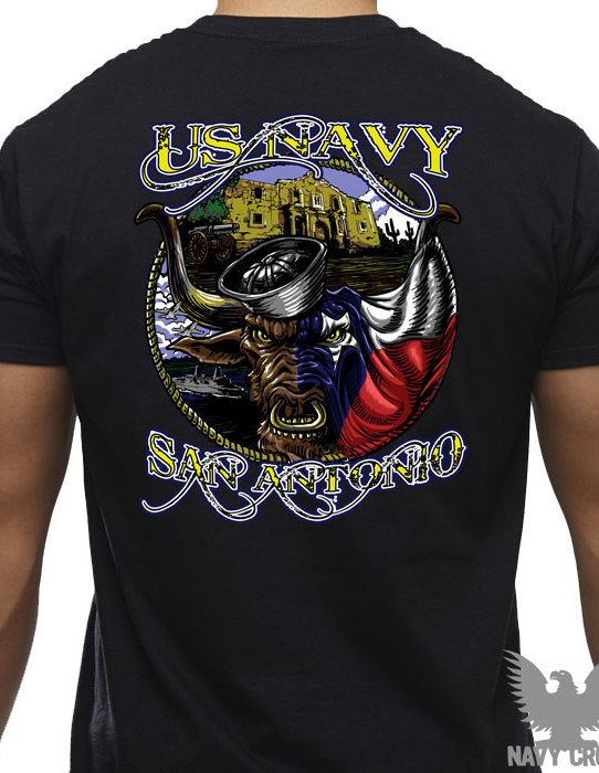 USN Fort Sam Houston Steer Custom Navy Shirt