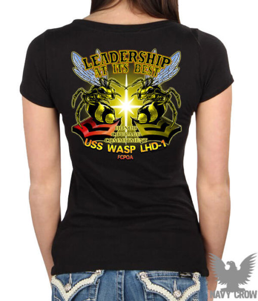 USS Wasp LHD-1 Custom Navy Ladies Shirt