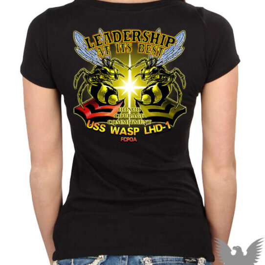 USS Wasp LHD-1 Custom Navy Ladies Shirt