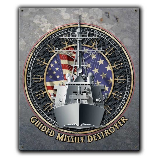 Guided Missile Destroyer US Navy Veteran Custom 12 x 15 Inch Vintage Sign