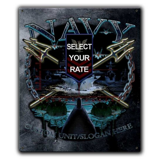 Navy Rate US Navy Veteran Custom 12 x 15 Inch Vintage Sign