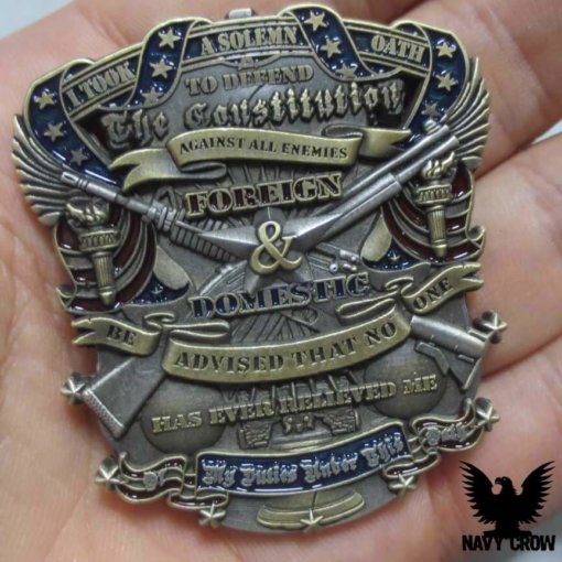 US Constitution Oath Navy Custom Engraved Challenge Coin