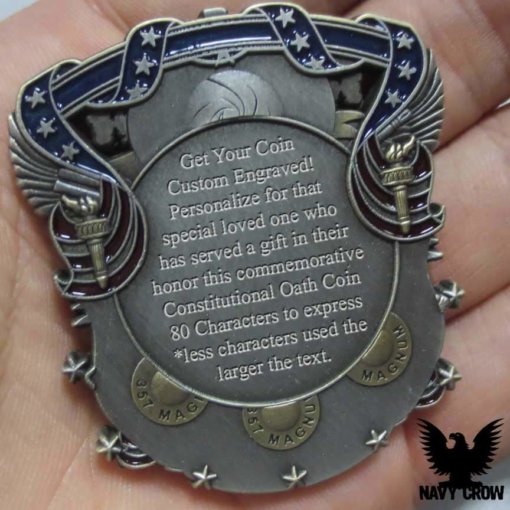 US Constitution Oath Navy Custom Engraved Challenge Coin