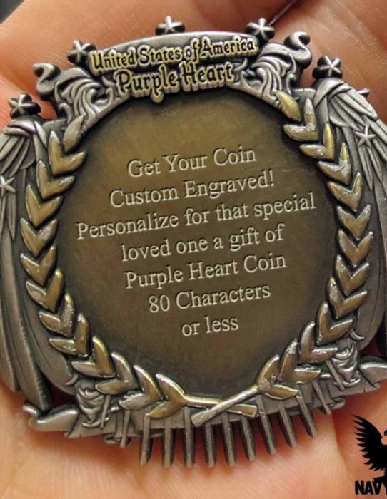 Purple Heart Custom Engraved Challenge Coin