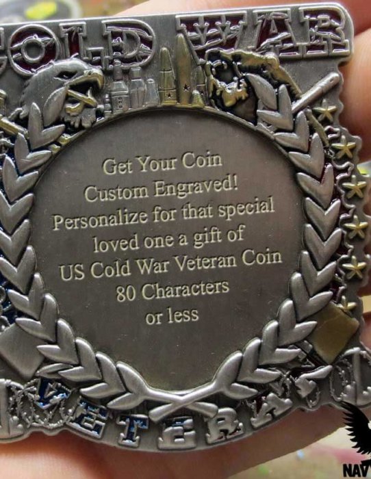 Cold War Veteran Custom Engraved US Navy Challenge Coin